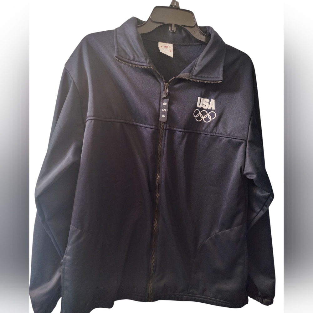 USA Olympic Committee Navy Zip Up Sweat Jacket Size L